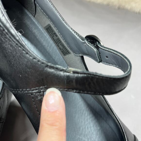 Dansko Fawna Black Mary Jane Shoe EU 40 US 10-10.5 Leather Hook Loop Fasten - Picture 6 of 15